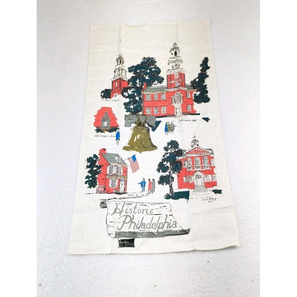 NWT Vintage Linen Kitchen Towel HISTORIC PHILADELPHIA 30.5